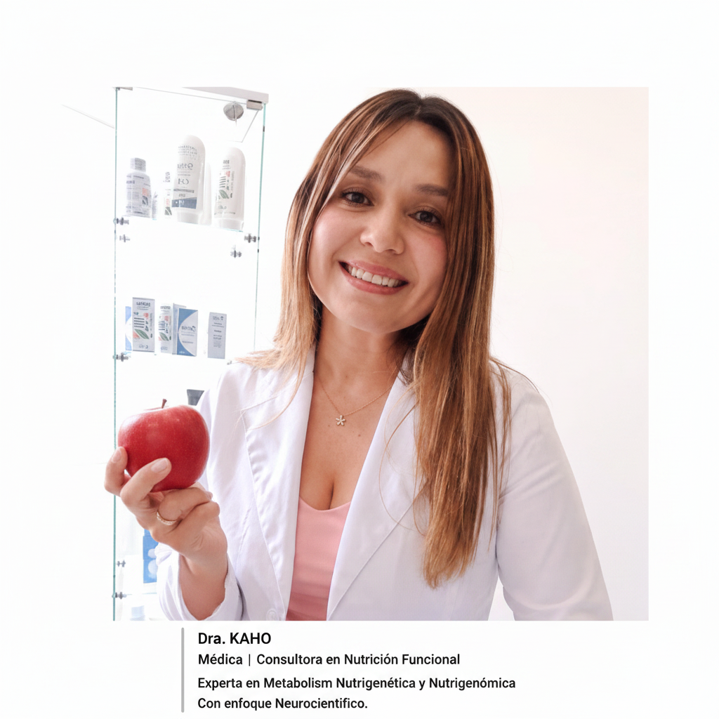 Dra. KAHO con manzana