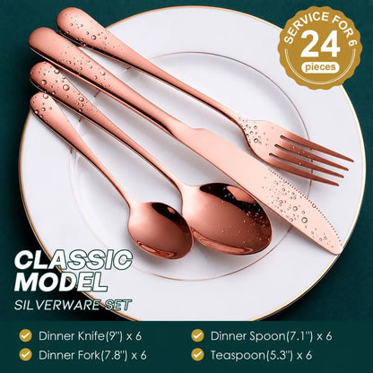 Juego De Cubiertos 24 Pcs 6 Puestos Acero Inoxidable
