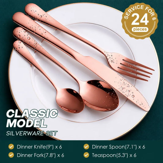 Juego De Cubiertos 24 Pcs 6 Puestos Acero Inoxidable