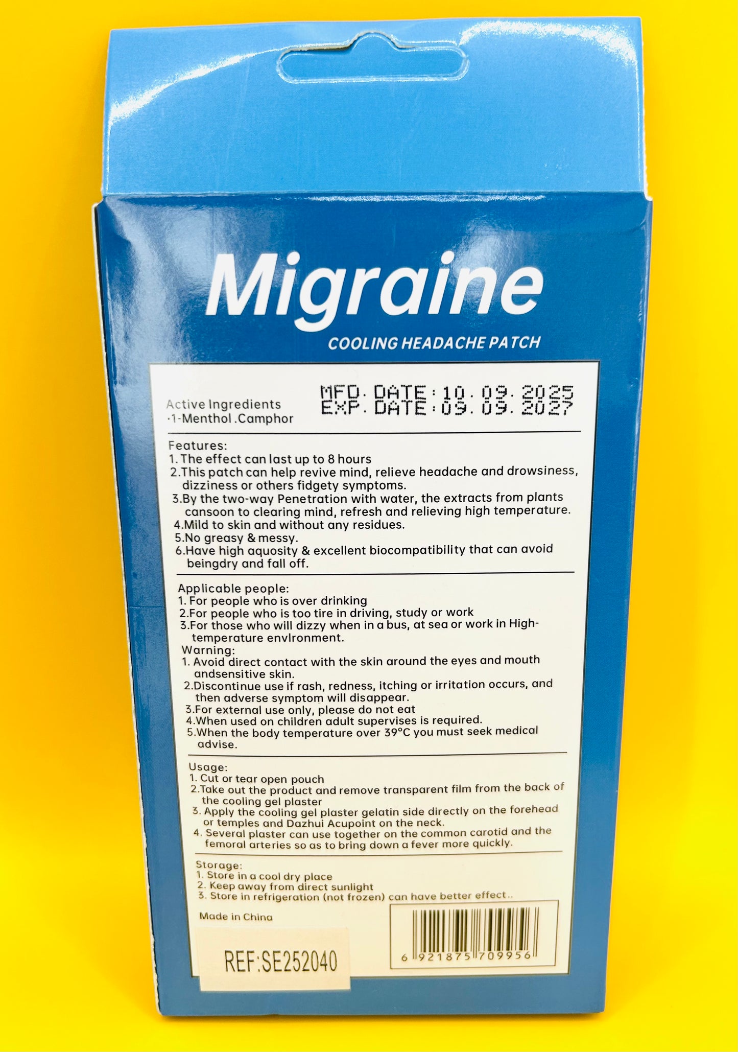 Parches para Migraña o Dolor de Cabeza