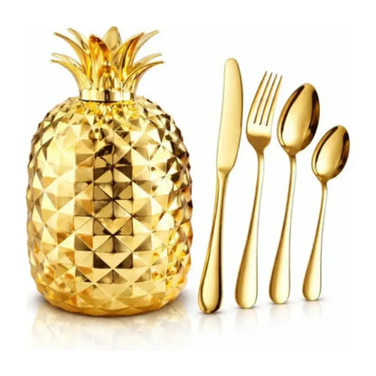 Juego Cubiertos 24 Piezas Acero Inoxidable Decorativos Piña