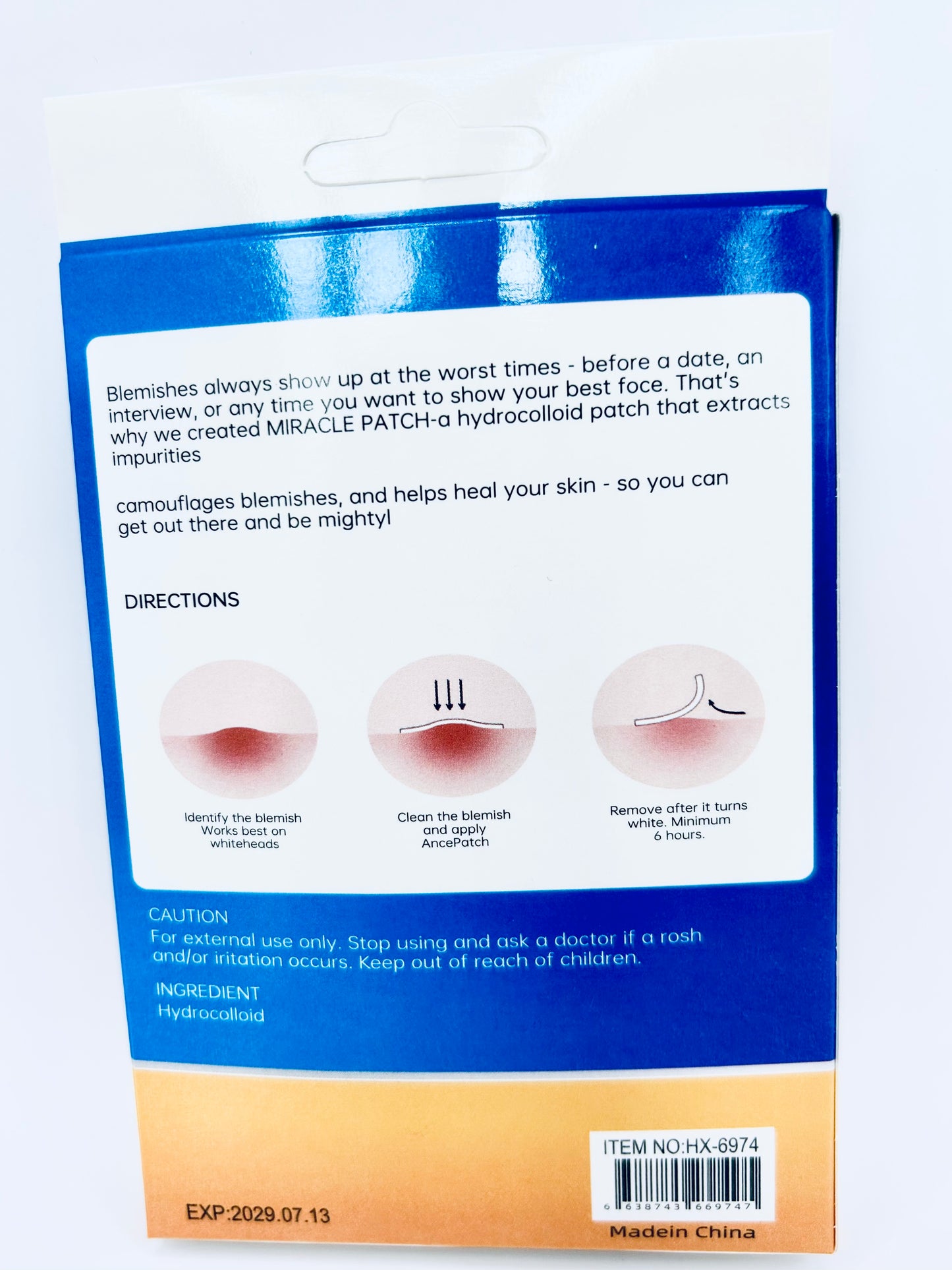 Parche hidrocoloide para Acne