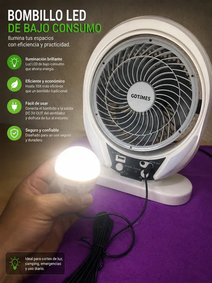 Ventilador Portátil 8 Pulgadas  Solar-Multifuncional