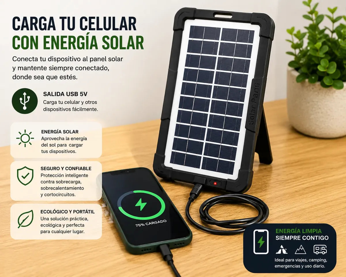 Ventilador Portátil 8 Pulgadas  Solar-Multifuncional