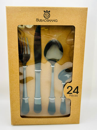 Juego De Cubiertos 24 Pcs 6 Puestos Acero Inoxidable