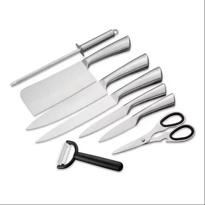 Juego Set Cuchillos De Cocina de Lujo Acero Inoxidable 9 Piezas Color Plateado