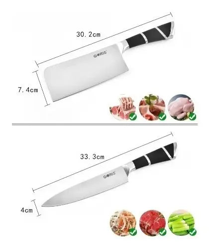 Juego Set Cuchillos De Cocina de Lujo Acero Inoxidable 9 Piezas Color Plateado