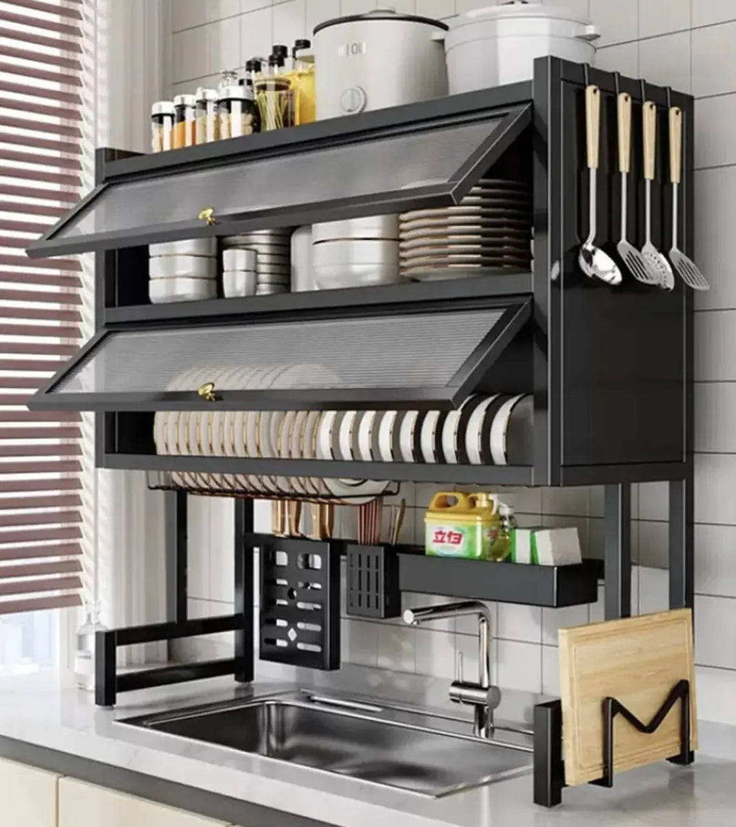 KitchOrganiza: Estabilidad total, orden perfecto, El escurridor inteligente de 2 niveles. Acero inoxidable, estabilidad con ventosas y orden total en segundos.